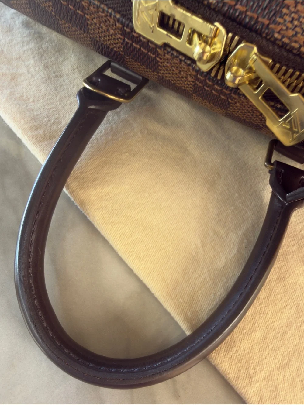 Louis Vuitton Brown Damier Ebene Checkered Briefcase with Gold Hardware